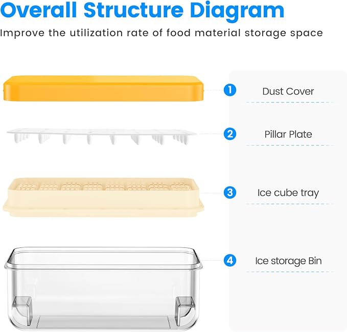 Ice Cube Tray with Lid and Bin, Ice Trays - Image 6