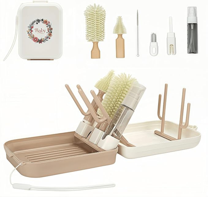 8-in-1 Baby Bottle Brush Set, Silicone Baby Bottle Cleaning Kit by PevxuoleoHomeLifeHall