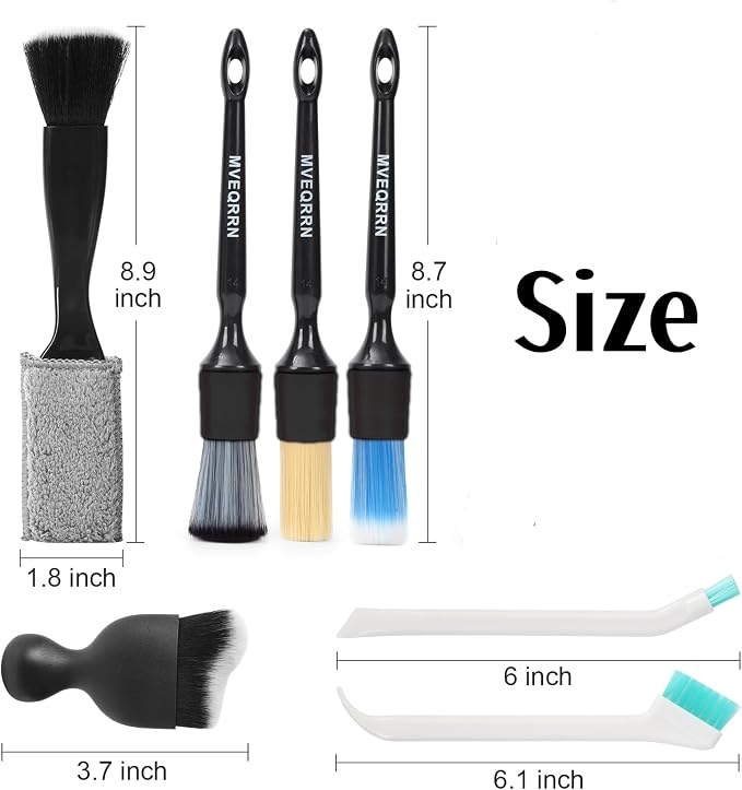 7PCS Car Detailing Brush Set, Boars Bristle Car Cleaning Detail Brush kit - Image 2