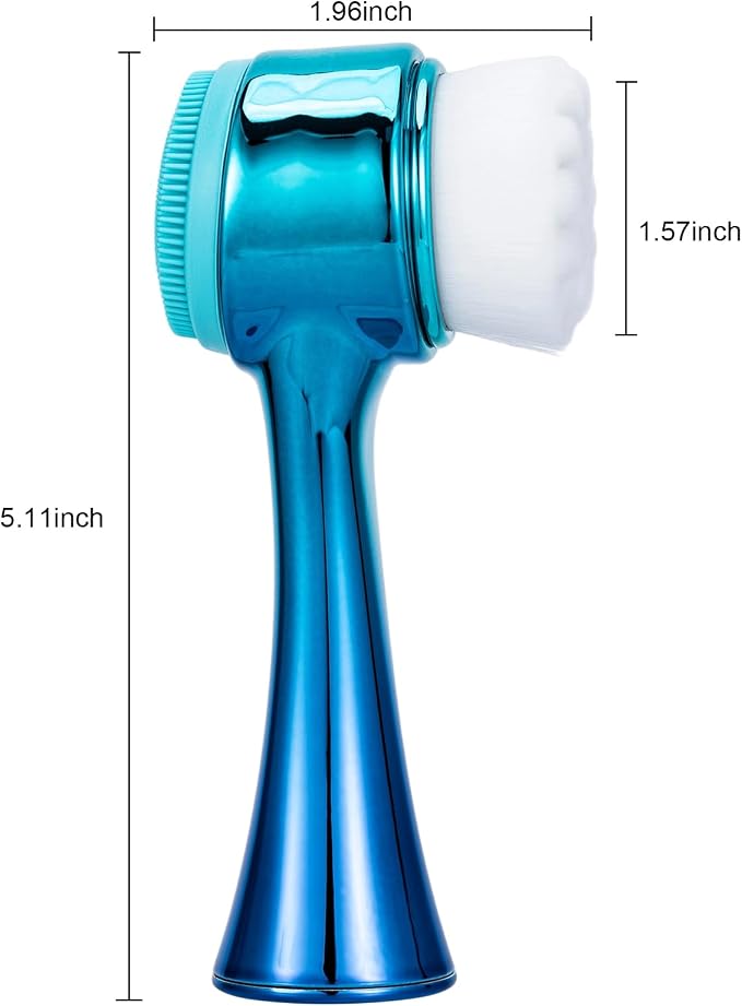 Face Brush 2 in 1, Facial Cleansing Exfoliating Scrubber Brush, Silicone Double - Image 2