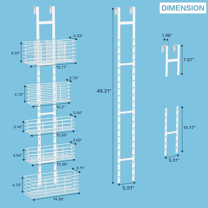 5-Tier Over The Door Organizer Bathroom Shelves Hair Tool Organizer - Image 8