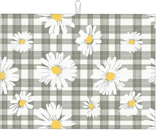 Daisy Dish Drying Mat For Kitchen Counter Absorbent Large Kitchen Fast Dry Pad by Unknown