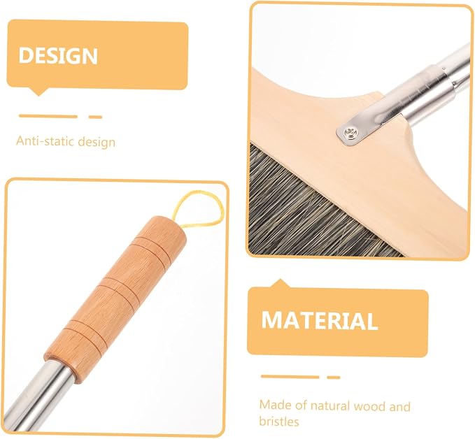 Wood Bristle Broom Heavy Duty Household Sweeper Long Handle Soft Bristle - Image 5