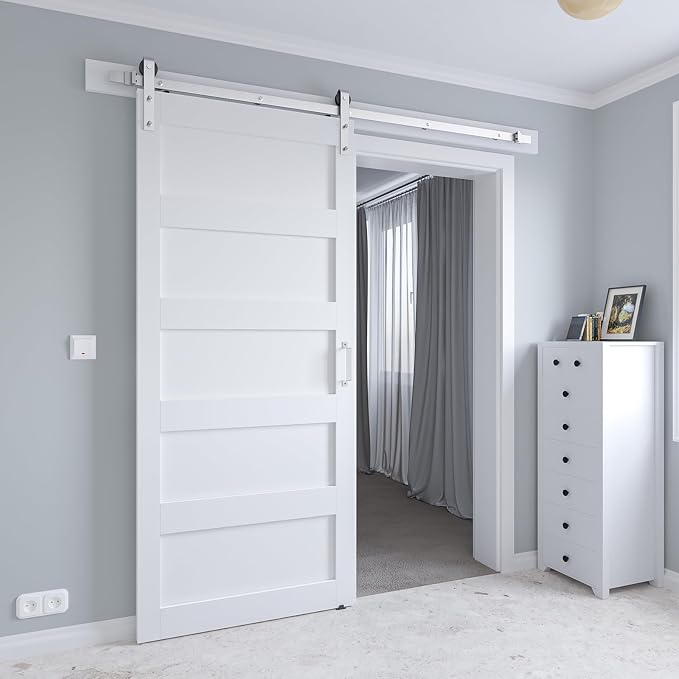 38in x 84in White Sliding Barn Door - Image 6