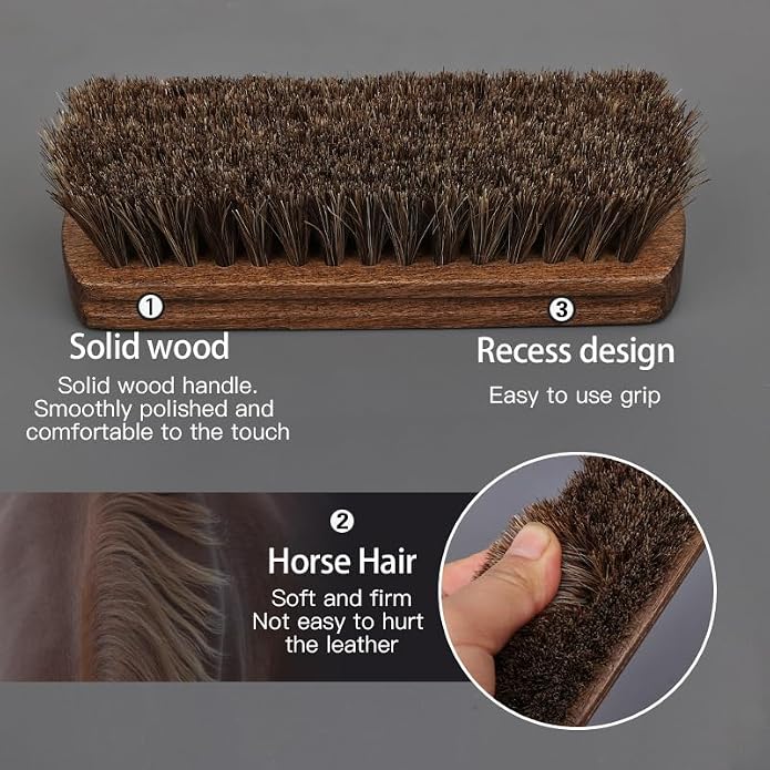 MAXIMILIAN Shoe Shine Brush Kit Horsehair Brushes - Image 3