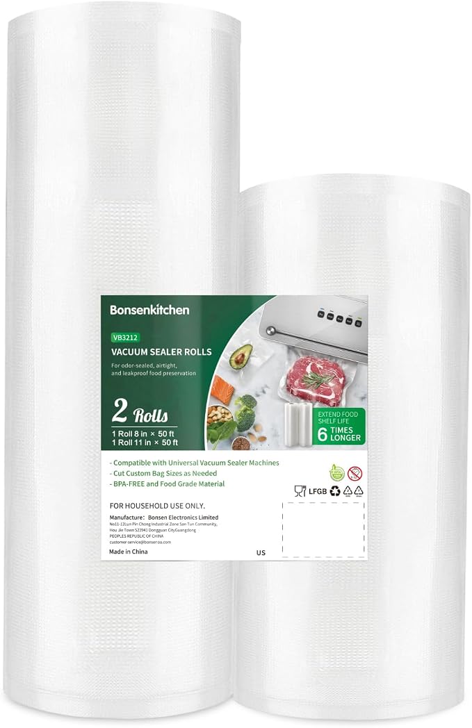 Bonsenkitchen Vacuum Food Sealer Rolls Bags, Durable Customized Size Food Vac by Bonsenkitchen