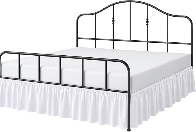 Cottington Lane Ruffled Bed Skirt Twin Size with Split Corner, Brushed Microfiber Hotel Quality White Dust Ruffle, 14 Inch Drop Gathered Bedskirt, Soft and Stylish, Shrinkage and Fade Resistant