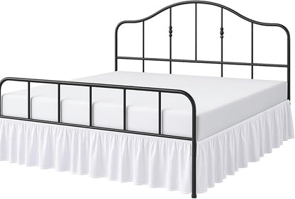 Cottington Lane Ruffled Bed Skirt King Size with Split Corner, Brushed Microfiber Hotel Quality White Dust Ruffle, 14 Inch Drop Gathered Bedskirt, Soft and Stylish, Shrinkage and Fade Resistant