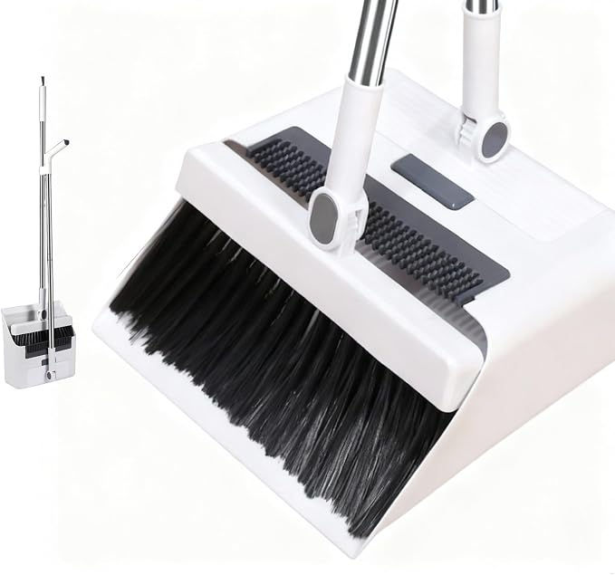 Upgrade Broom with Dustpan Combo Set，Long Handle Self-Cleaning Dust Pan and by Unknown