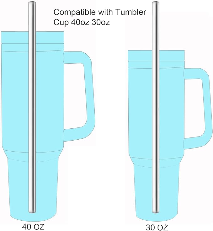 dcieiosul Set of 4 Reusable Metal Straws, Long Stainless Steel Straw - Image 3