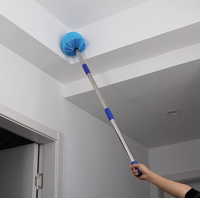 COCONUT Cobweb Duster with Pole, 4-feet Ceiling Fan Duster Medium Stiff Bristles - Image 7