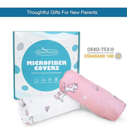 Bassinet Sheets 2 Pack, Stretchy Bassinet Sheet, Bassinet Sheets for Baby Girl Universal Fit for Rectangle, Oval, Hourglass Bassinet Pad/Mattress, Pink