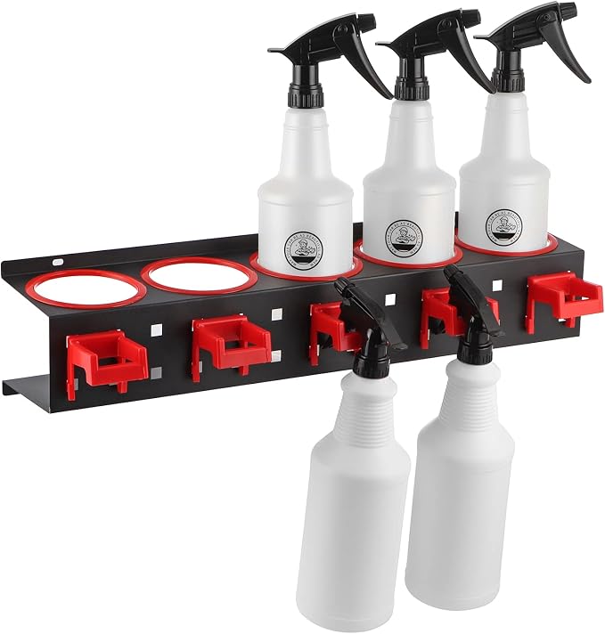 MOLIGOU Spray Bottle Storage Rack, Wall Mount Bottle Organizer Car Detailing by MOLIGOU