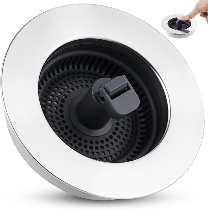 Universal 3-in-1 Kitchen Sink Strainer Stopper Pop Up Sink Drainer by Greatcomfortathome