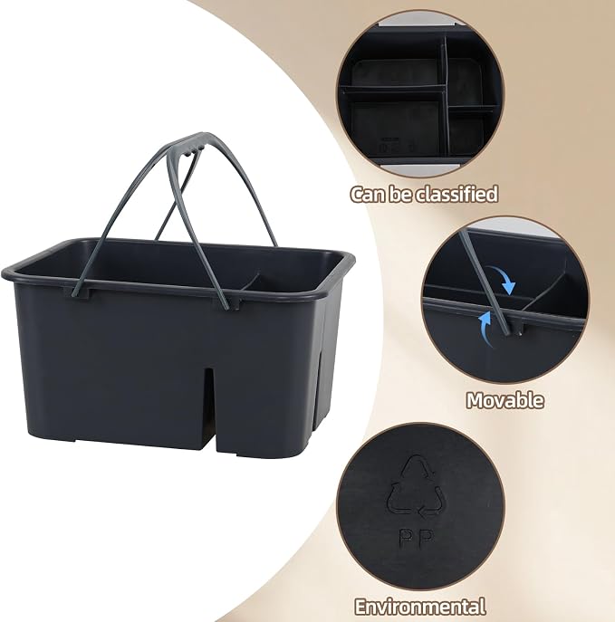 Bringer 1-Pack Small Plastic Cleaning Tool Storage Caddy, Cleaning Caddy Tote - Image 3