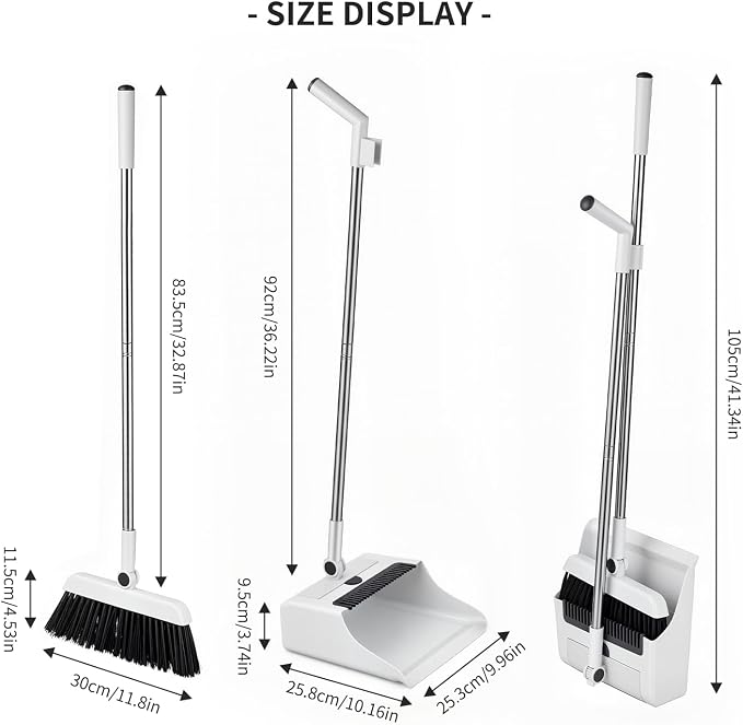 Upgrade 3-in-1 Standing Broom and Dustpan Cleaning Set, Long Handle Soft Bristle - Image 2