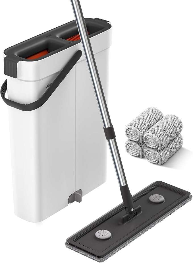 Mop and Bucket with Wringer Set, Hands Free Flat Floor Mop and Bucket, 4 by JOYBOS