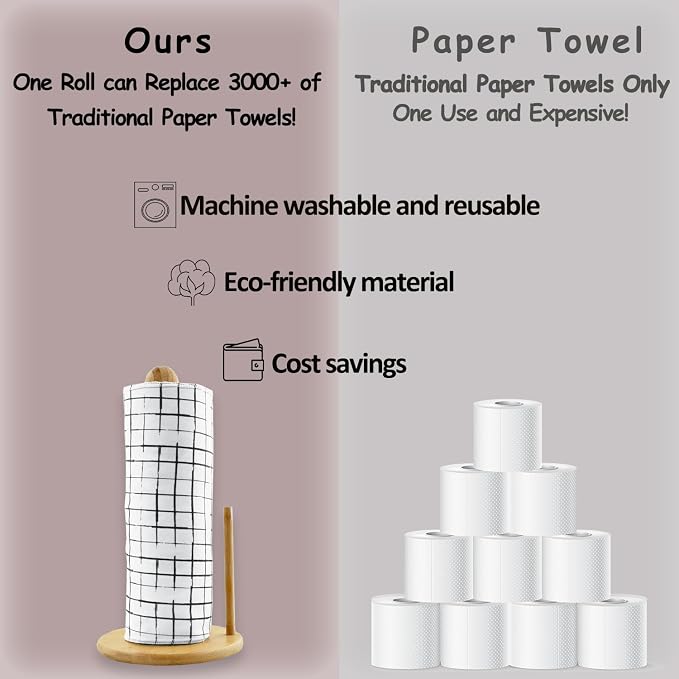 25 Pack Reusable Paper Towels, Paperless Towels Roll Washable Cotton Cloth - Image 3