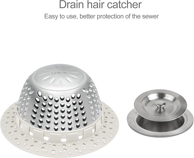 LEKEYE Shower Drain Hair Catcher/Shower Drain Cover/Drain Protector - Image 2