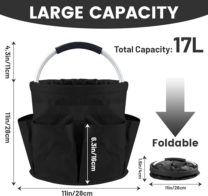 Cleaning Caddy with Handle and 6 Pockets, 17L Cleaning Supplies Organizer - Image 4