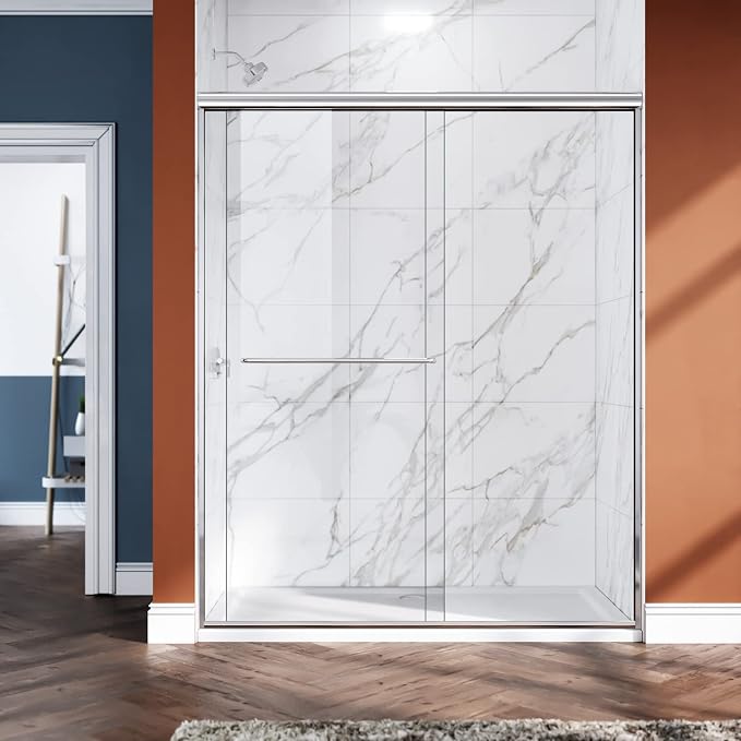 ELEGANT Shower Doors 46.5-48" W x 72 in. H, Semi-Frameless Bypass Sliding - Image 2
