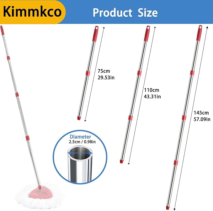 Spin Mop Replacement Handle, 4-Section 30-to-58 inch Mop Stick Replacement - Image 4