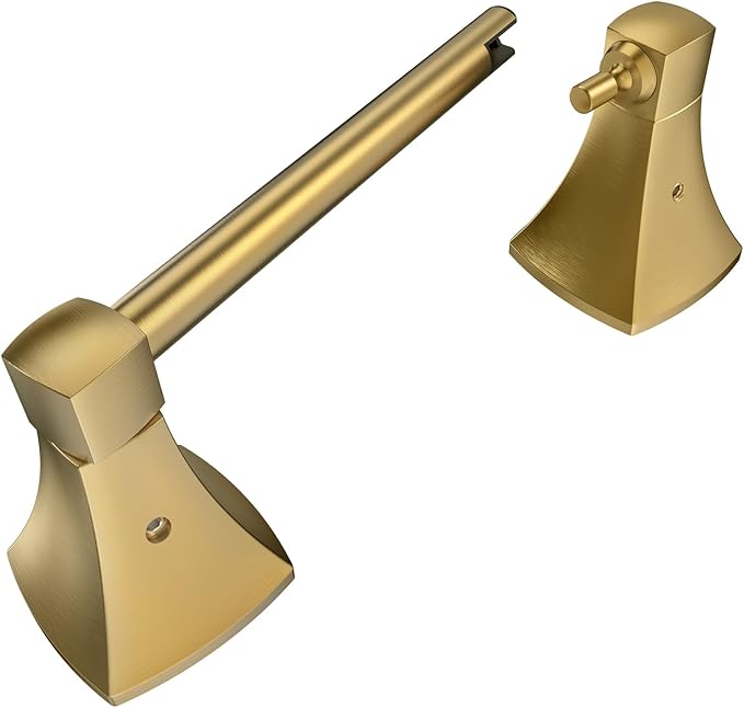 Toilet Paper Holder Wall Mount Brushed Gold Double Post Pivoting Tissue Roll by WZRUA