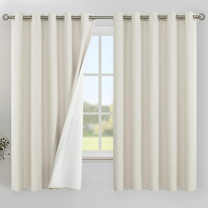 YoungsTex Linen 100% Blackout Curtains 63 Inch Length by YoungsTex
