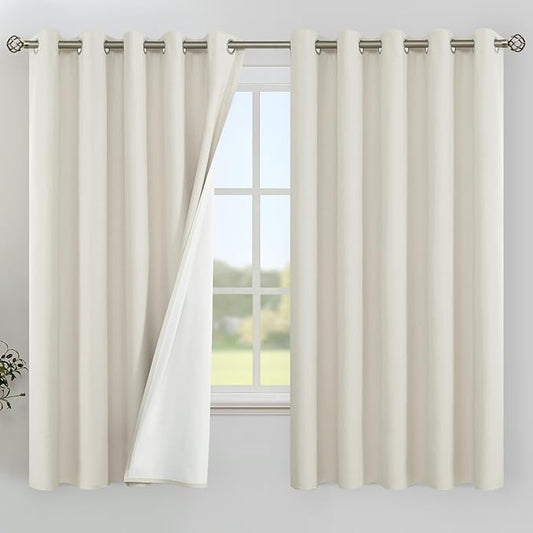 YoungsTex Linen 100% Blackout Curtains 63 Inch Length by YoungsTex