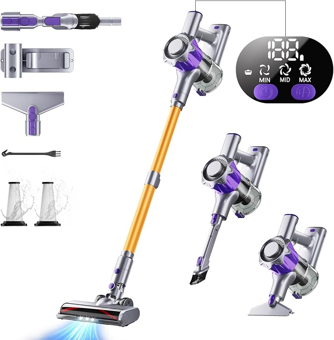 Cordless Vacuum Cleaner, 450W 50Kpa Powerful Stick Vacuum, Vacuum Cleaners by MBYULO