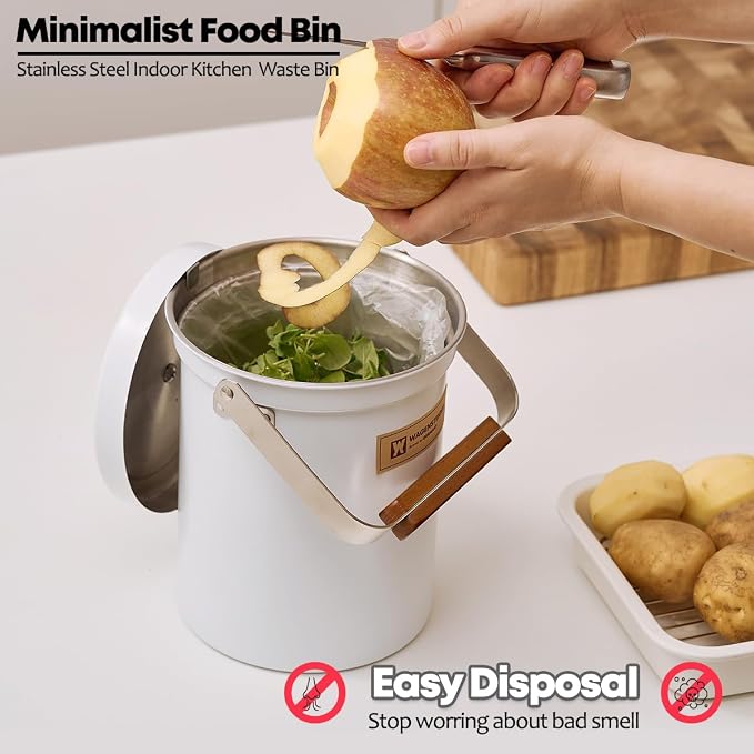Kitchen Countertop Compost Bin 101ounces / 3Liters, Airtight Lid SUS304 - Image 3