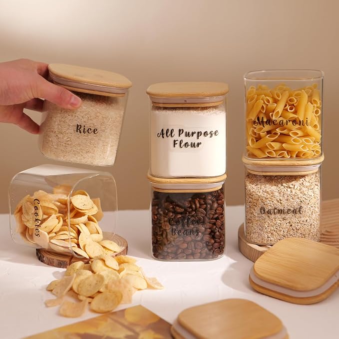 6 Pcs Square Glass Pantry Storage Containers - 24oz Thicken Glass Food Storage - Image 4