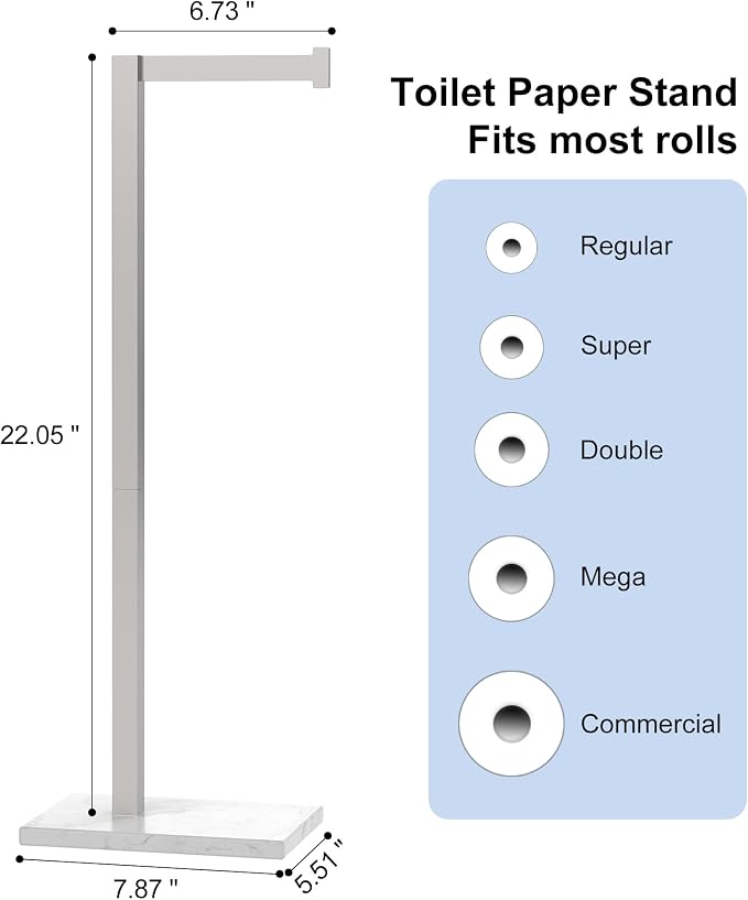 Freestanding Toilet Paper Holder Stand Brushed Nickel SUS 304 Stainless Steel - Image 3