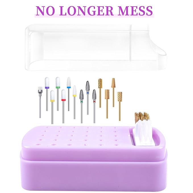 2 in 1 Nail Drill Bits Holder & Nail Drill Bits Cleaning Brush Case 30 Holes - Image 4