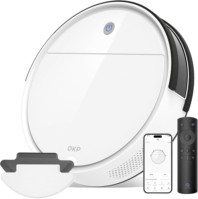OKP K5 Robot Vacuum Cleaner, No Tangled Hair, Super Thin, 2500pa Suction by OKPRobotVacuum