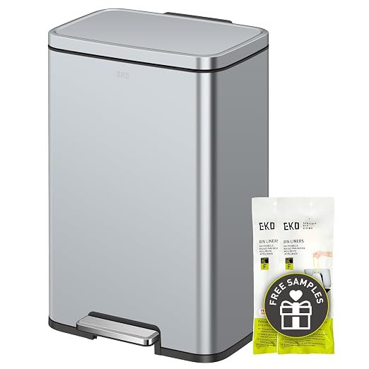 EKO Madison Matte Grey Stainless Steel 50 Liter/13.2 Gallon Step Trash Can by EKO