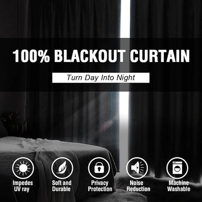 H.VERSAILTEX 100% Blackout Curtains for Bedroom Thermal Insulated Blackout Curtains 54 inch Length Full Light Blocking Curtains for Living Room with Black Liner 2 Panels Set, Turquoise Blue