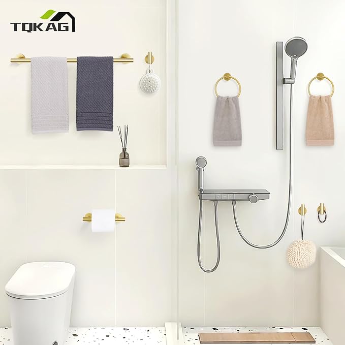 TQKAG 8-Pieces Bathroom Hardware Set Brushed Gold SUS304 Stainless Steel Bath - Image 7