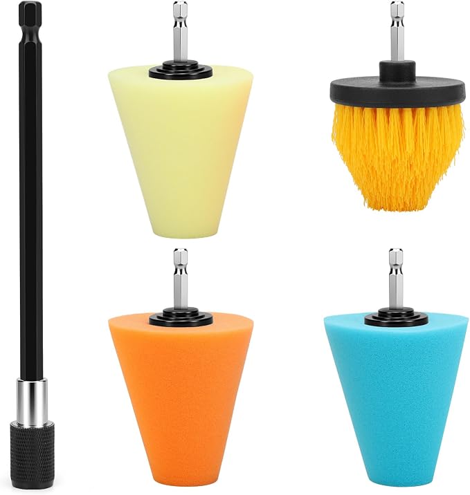 Linkstyle 5PCS Drill Polishing Cone Set, Car Wheel Polisher Sponge Pad Kit - Image 9