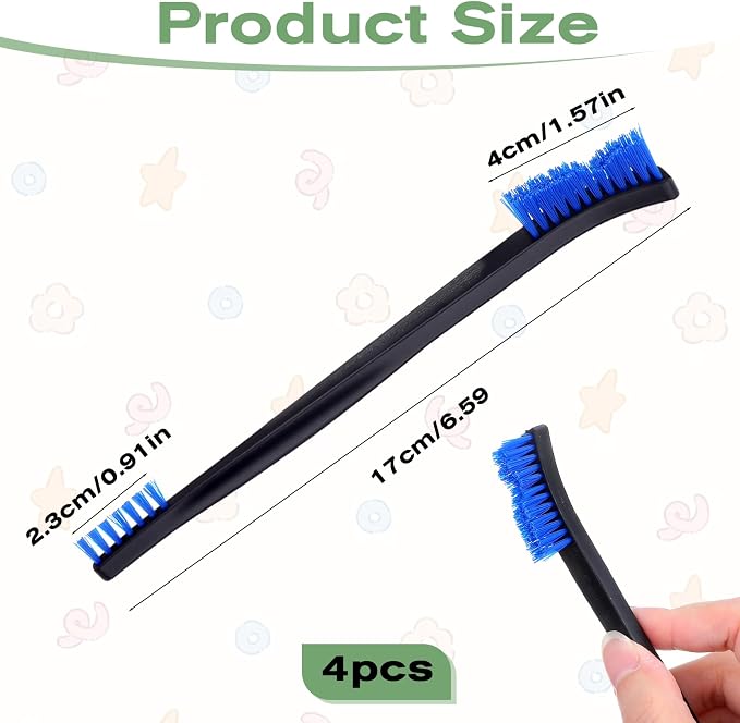 4 Pcs Small Cleaning Brush, Double-Ended Nylon Brush, Jewelry Cleaning Brushes - Image 2