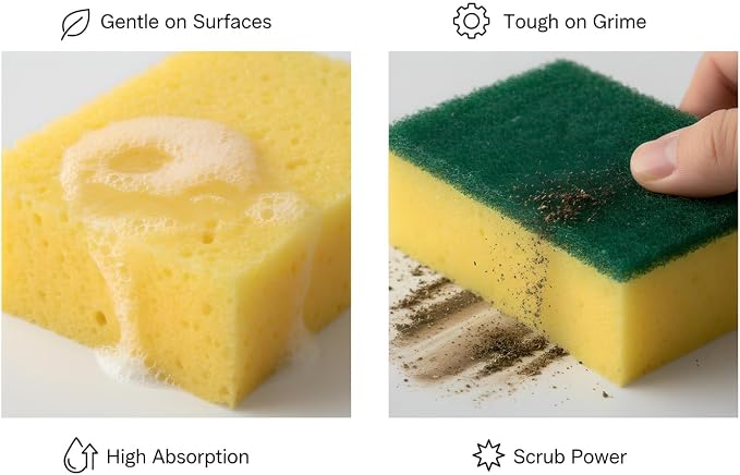 Kitchen Sponges 10-Pack Heavy Duty Dual Sided Dish Scrubber Sponges, Sponges - Image 5