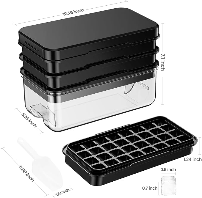 PHINOX Ice Cube Tray with Lid and Bin, 3 Pack Plastic Ice Cube Tray Molds - Image 2