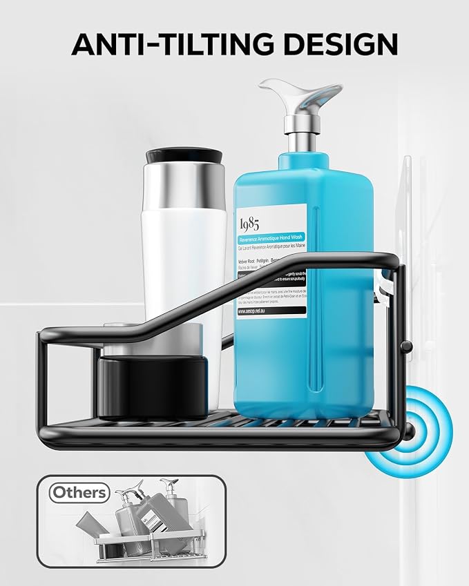 Nieifi Shower Caddy Shelf with Hooks Storage Rack Organizer Adhesive Stainless - Image 6