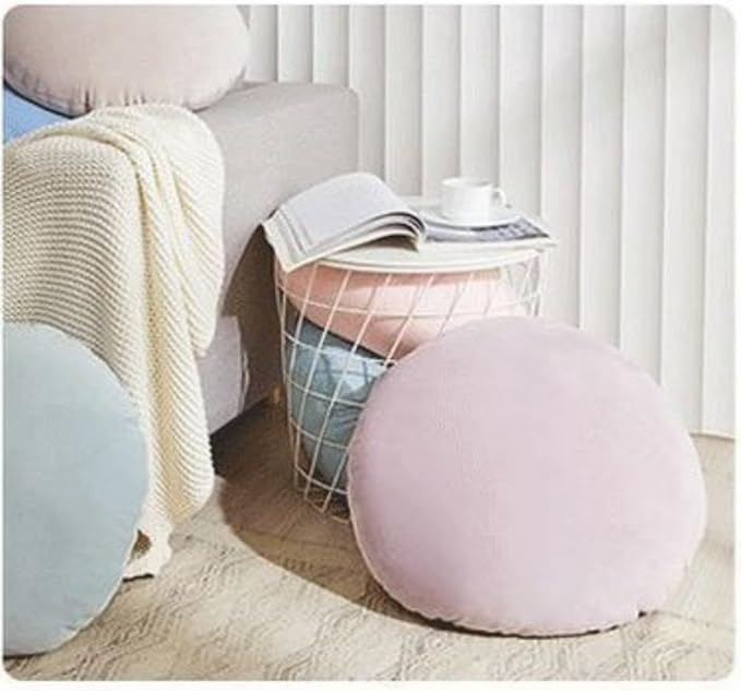 MOJUN Round Throw Pillow, 15.7" Soft Solid Color Home Decorative Round Pillows Sofa Chair Cushion Floor Pillows for Couch Car Living Room Bed, Grass Green