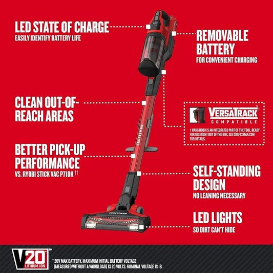 CRAFTSMAN V20 Cordless Stick Vacuum Kit, Removable Battery Included - Image 2