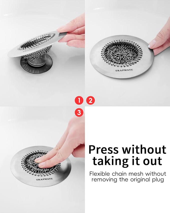 TRAPMATE Shower Drain Hair Catcher, 4.4" Easy Clean Bathtub Drain Hair Catcher - Image 6