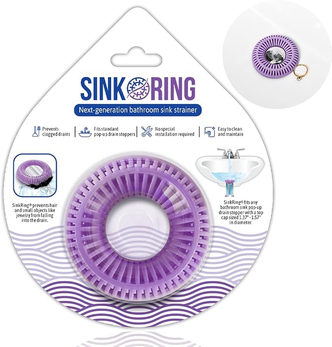 Bathroom Sink Hair Catcher for Pop-Up Drain – SinkRing 1.57" Precision Strainer by SINK+RING