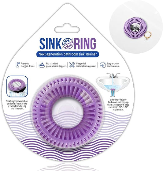 Bathroom Sink Hair Catcher for Pop-Up Drain – SinkRing 1.57" Precision Strainer by SINK+RING