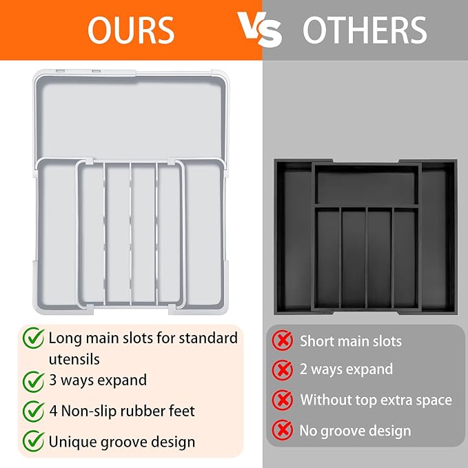 Expandable Silverware Drawer Organizer BPA Free Cutlery Organizer Small Utensil - Image 6