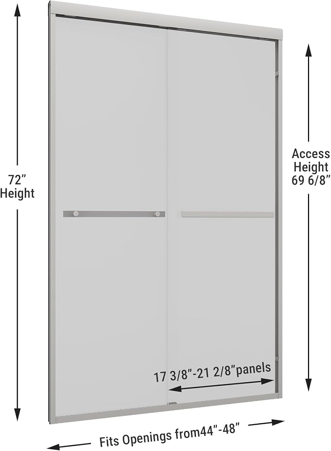 Shower Door 44-48" W * 72" H, Polished Chrome Double Sliding Shower Door - Image 6